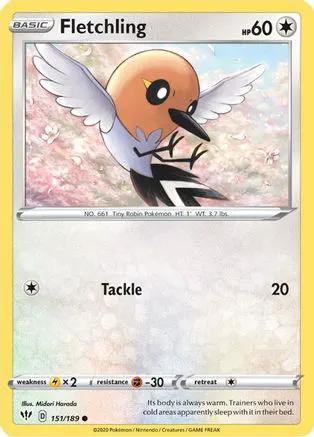 Fletchling 151/189 - SWSH03 Darkness Ablaze Reverse Holofoil