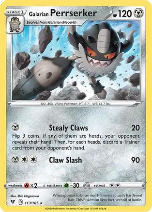 Galarian Perrserker 113/185 - SWSH04 Vivid Voltage Reverse Holofoil