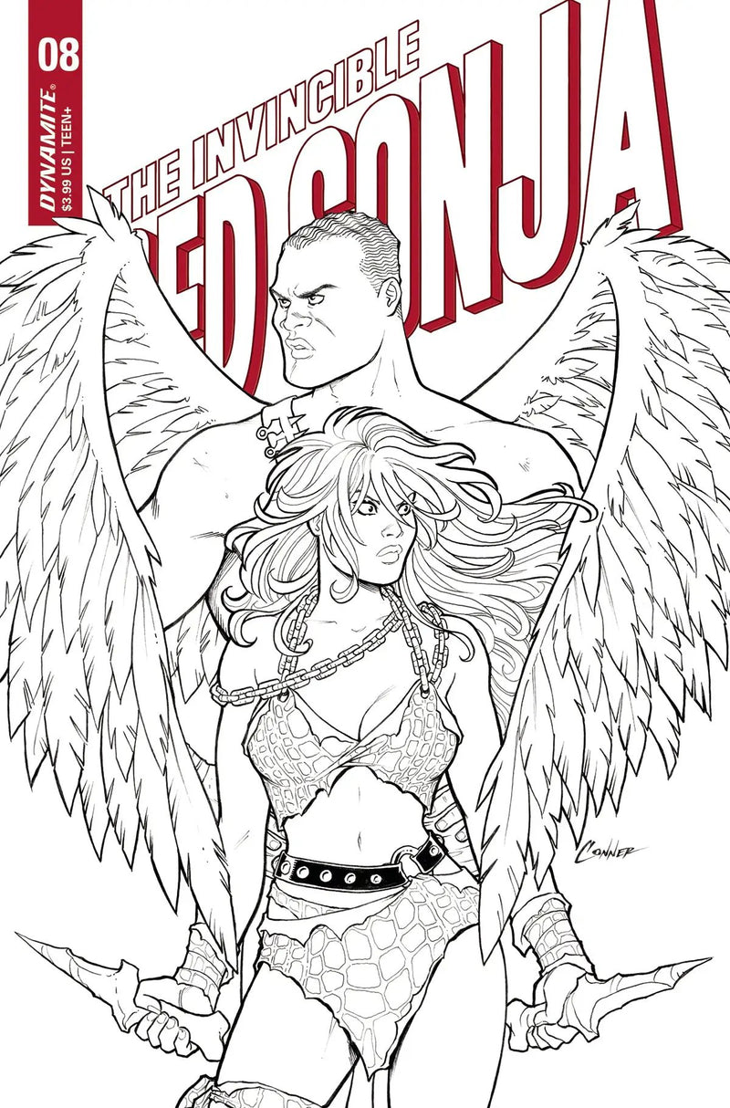 Invincible Red Sonja #8 G 1:15 Amanda Conner B&W Variant (03/16/2022) Dynamite