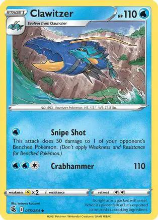 Clawitzer 075/264 - SWSH08 Fusion Strike Reverse Holofoil