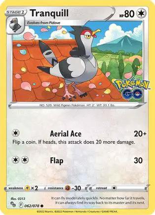 Tranquill 062/078 - Pokemon GO Reverse Holofoil
