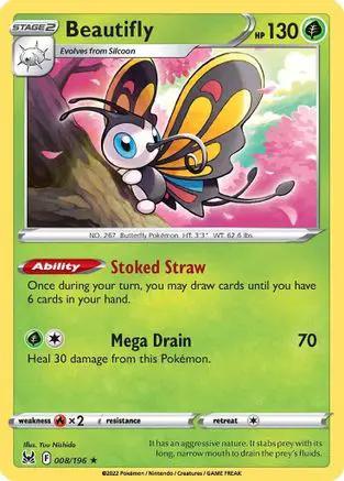 Beautifly 008/196 - SWSH11 Lost Origin Reverse Holofoil