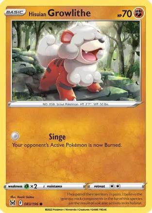 Hisuian Growlithe 083/196 - SWSH11 Lost Origin Reverse Holofoil