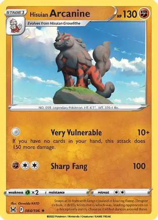Hisuian Arcanine 084/196 - SWSH11 Lost Origin Reverse Holofoil
