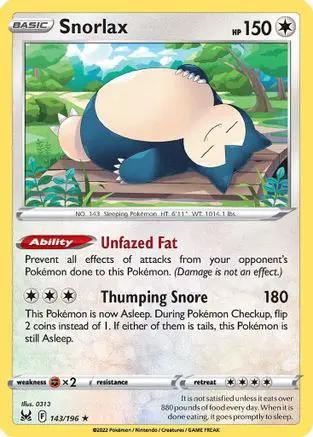 Snorlax 143/196 - SWSH11 Lost Origin Reverse Holofoil