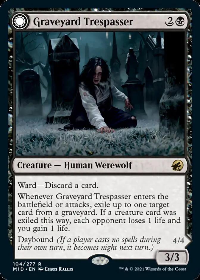 Graveyard Trespasser // Graveyard Glutton (MID-104) - Innistrad: Midnight Hunt: (Double Faced Transform) Foil
