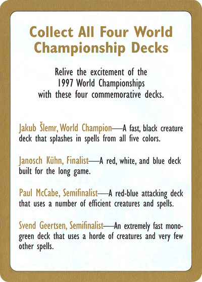1997 World Championships Ad (WCD-) - World Championship Decks 1997