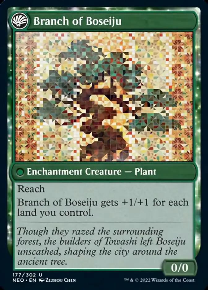 Boseiju Reaches Skyward // Branch of Boseiju (NEO-177) - Kamigawa: Neon Dynasty: (fandfc, enchantment) Foil