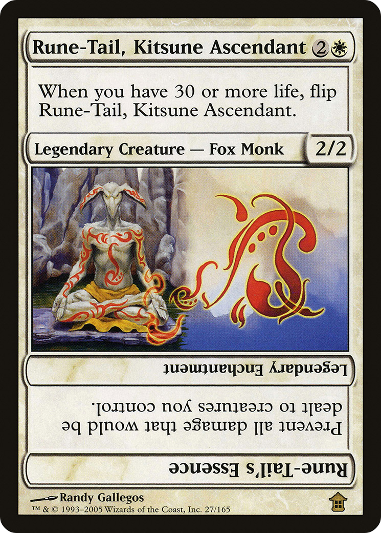Rune-Tail, Kitsune Ascendant // Rune-Tail's Essence (SOK-027) - Saviors of Kamigawa