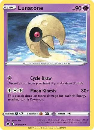 Lunatone 062/159 - Crown Zenith Reverse Holofoil