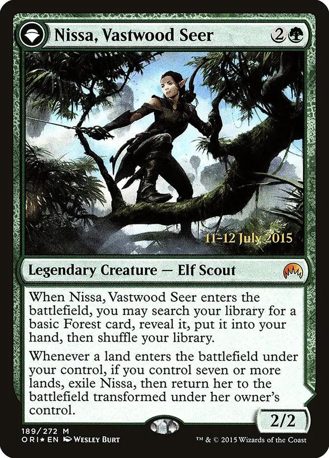 Nissa, Vastwood Seer // Nissa, Sage Animist (PRE-189S) - Magic Origins Promos: (originpwdfc) Foil