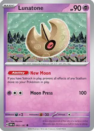 Lunatone 092/197 - SV03 Obsidian Flames Reverse Holofoil