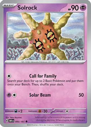 Solrock 093/197 - SV03 Obsidian Flames Reverse Holofoil