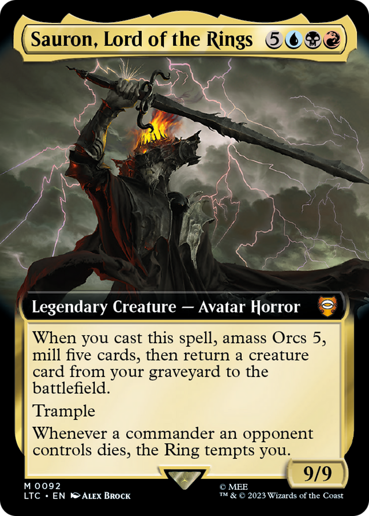 Sauron, Lord of the Rings (LTC-092) - Tales of Middle-earth Commander: (Extended Art) Foil