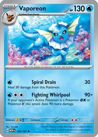 Vaporeon 134/165 - SV Scarlet & Violet 151 Reverse Holofoil