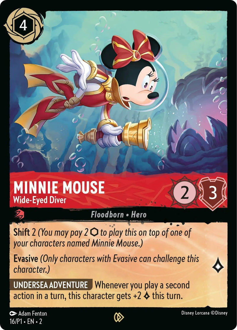 Minnie Mouse - Wide-Eyed Diver (16) - Disney Lorcana Promo Cards Cold Foil