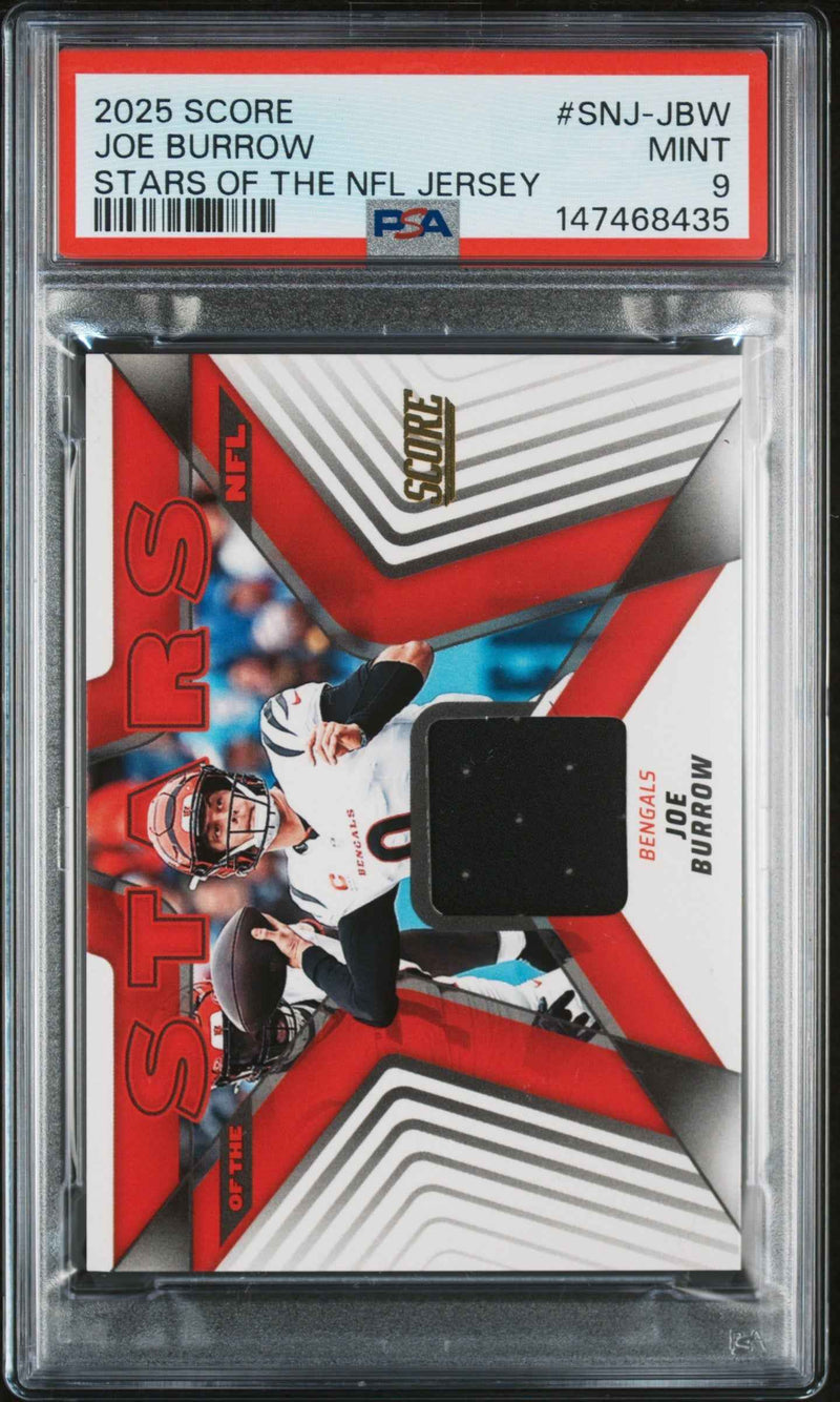 2025 Panini Score Stars Of The Nfl Jerseys Joe Burrow 9 PSA #SNJ-JBW