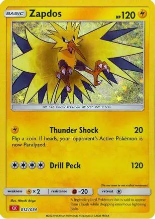 Zapdos 012/034 - Trading Card Game Classic Holofoil
