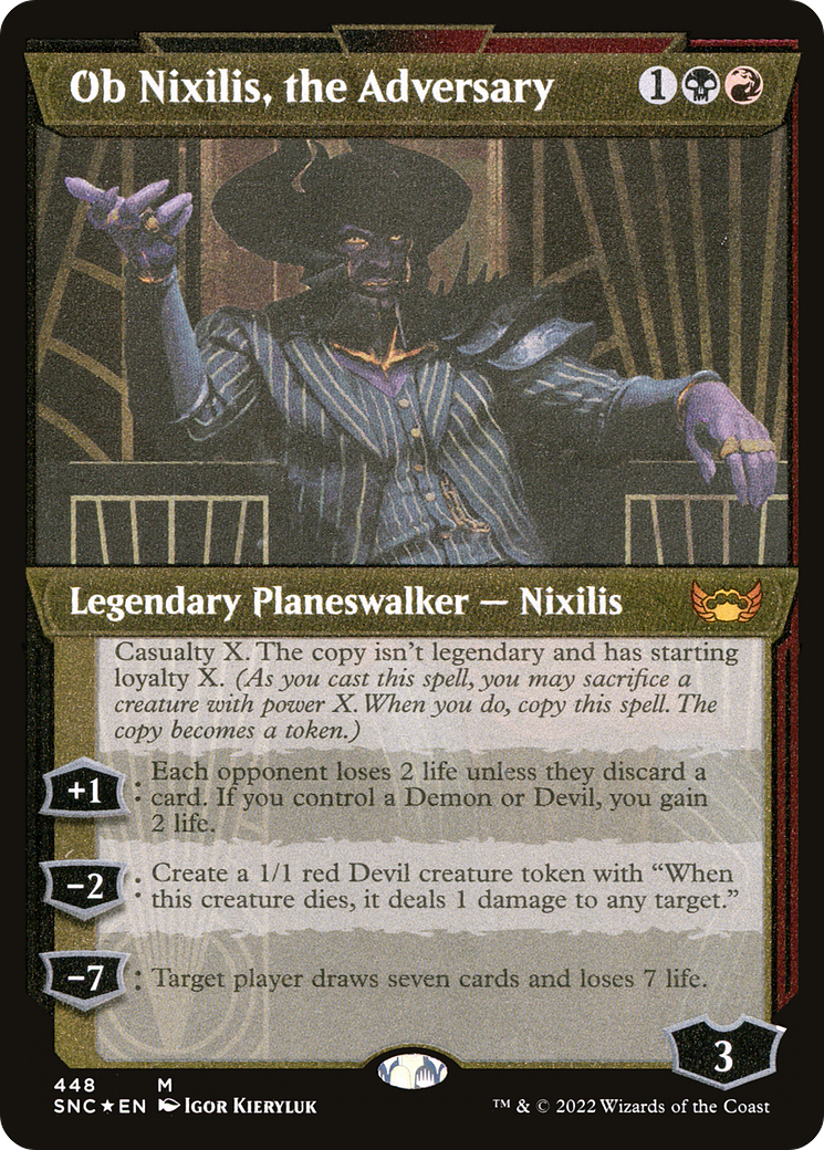 Ob Nixilis, the Adversary (SNC-448) - Streets of New Capenna: (Showcase) Etched Foil