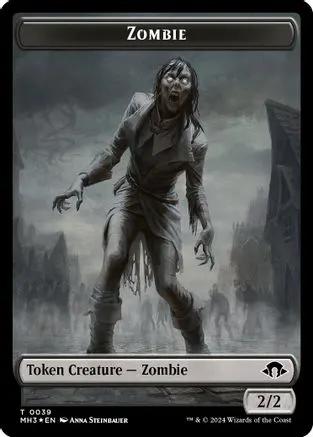 Zombie (Ripple Foil) // Elephant Double-Sided Token (M3C-39 // 18) - Modern Horizons 3 Commander Foil