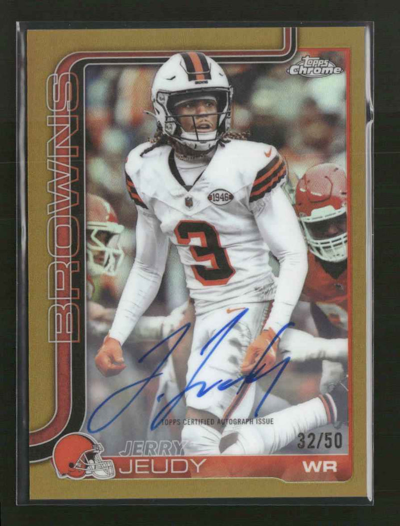 2025 Topps Chrome Chrome Autographs Gold Refractor Jerry Jeudy #/50 Auto #BA-JJE
