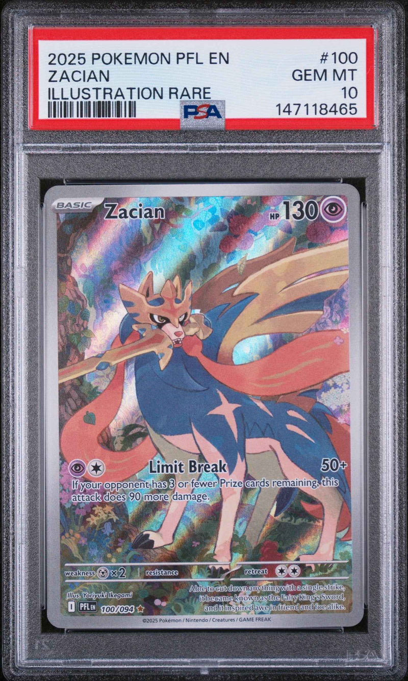 2025 Pokemon Pfl En-Phantasmal Flames Illustration Rare Zacian 10 PSA #100