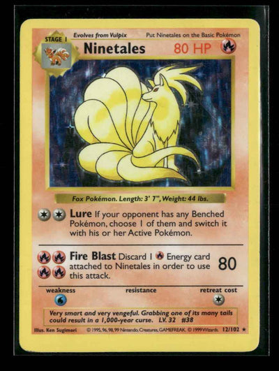 Base Set (Shadowless) Ninetales Unlimited #012/102