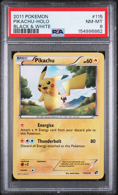 2011 Pokemon Black & White Black & White Pikachu-Holo 8 PSA #115