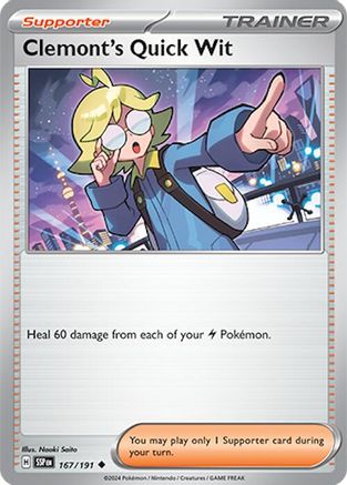 Clemont's Quick Wit 167/191 - SV08 Surging Sparks Reverse Holofoil