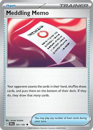 Meddling Memo 181/191 - SV08 Surging Sparks Reverse Holofoil