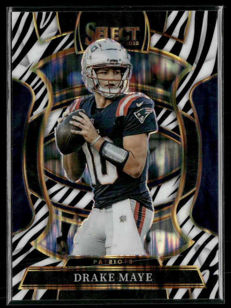 2025 Panini Select Zebra Prizm Shock Drake Maye #80