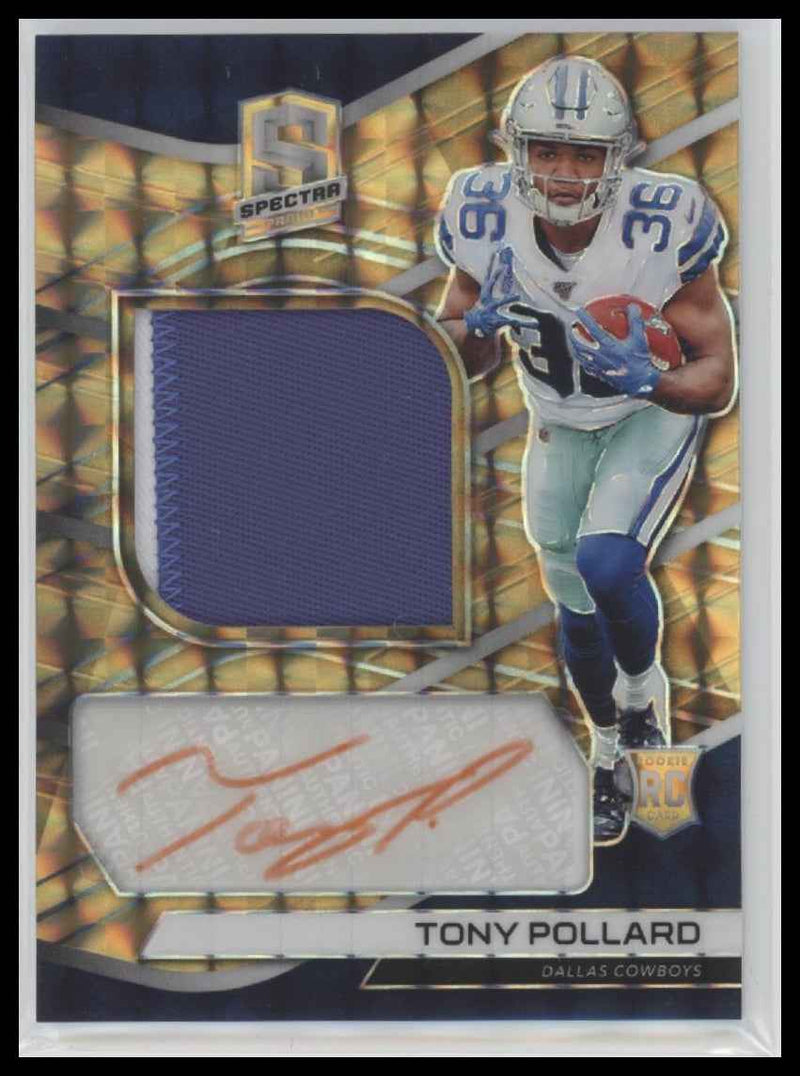 2019 Panini Spectra Rookie Patch Auto Neon Orange Prizm Tony Pollard #232