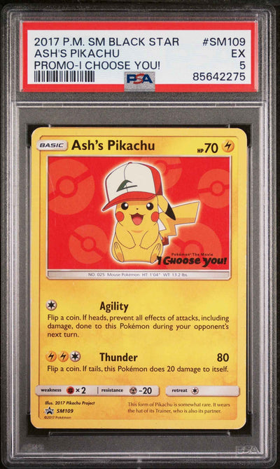 2017 Pokemon Sm Black Star Promo Promo-I Choose You! Ash'S Pikachu 5 PSA #SM109