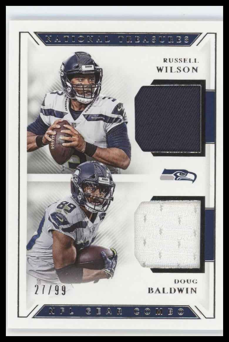 2018 Panini National Treasures Materials Doug Baldwin/Russell Wilson #/99 #CM-20
