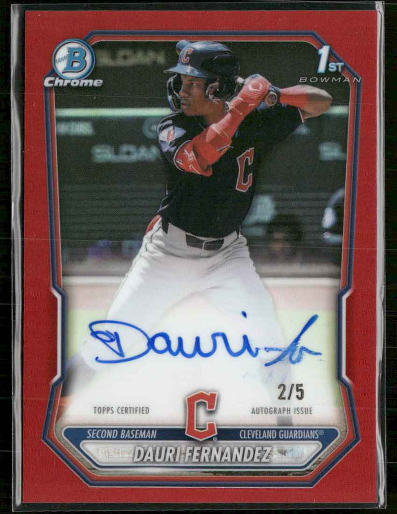 2026 Bowman Chrome Autographs Red Refractors Dauri Fernandez #/5 Auto #CPA-DF