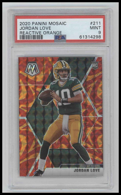2020 Panini Mosaic Reactive Orange Jordan Love 9 PSA #211