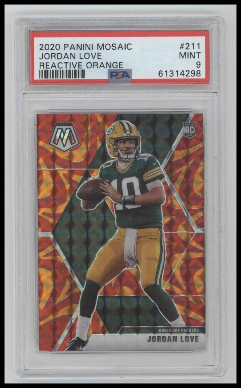 2020 Panini Mosaic Reactive Orange Jordan Love 9 PSA #211