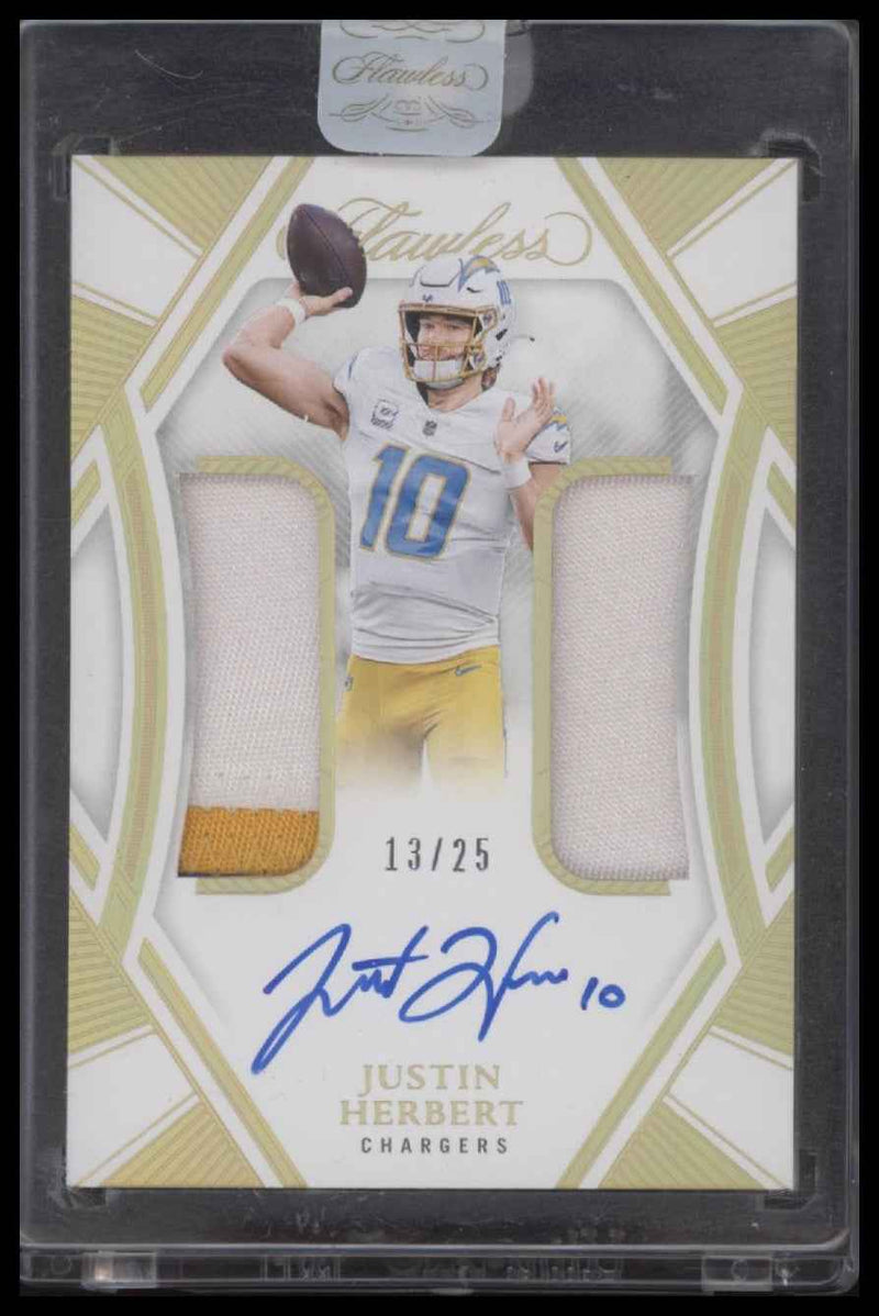 2024 Panini Flawless Dual Patch Autographs Justin Herbert #/25 Auto #DPA-JHT
