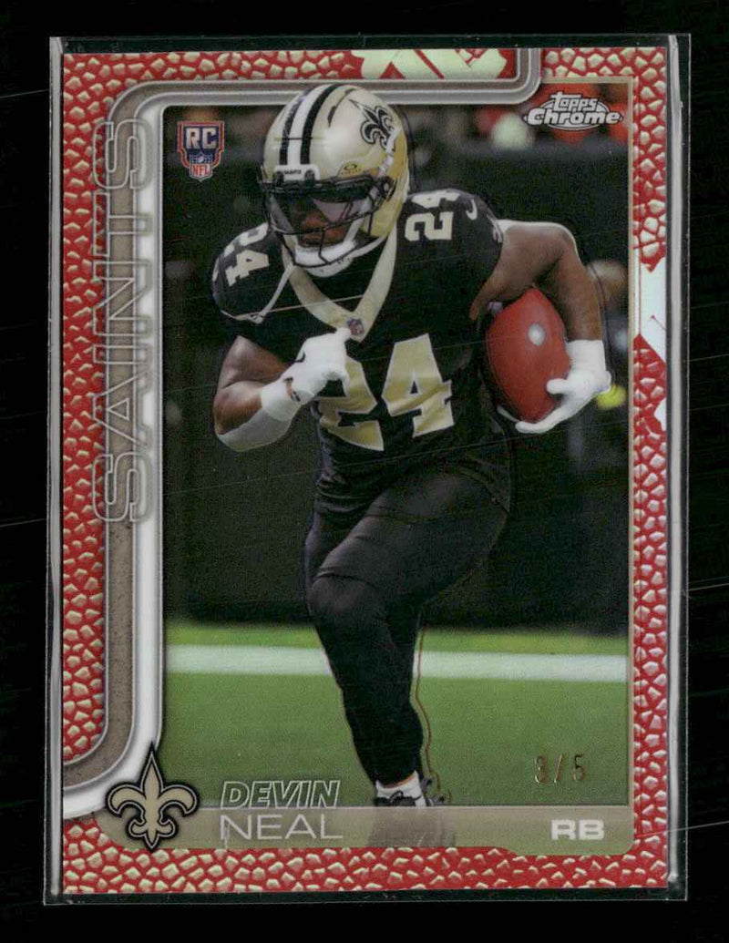 2025 Topps Chrome Football Leather Red Devin Neal Rookie #/5 #391