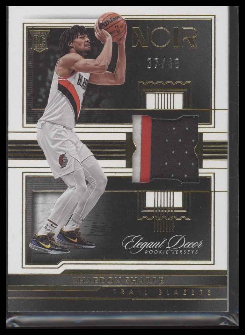 2022-23 Panini Noir Elegant Decor Rookie Jerseys Prime Shaedon Sharpe #/49