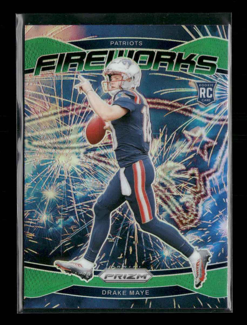 2024 Panini Prizm Fireworks Green Prizm Drake Maye #22