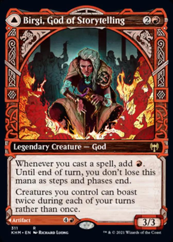 Birgi, God of Storytelling // Harnfel, Horn of Bounty (KHM-311) - Kaldheim: (Showcase) Foil