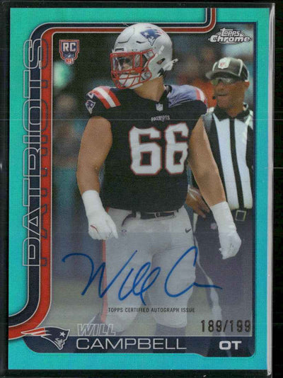 2025 Topps Chrome Rookie Auto Aqua Refractor Will Campbell #/199 #RA-WC