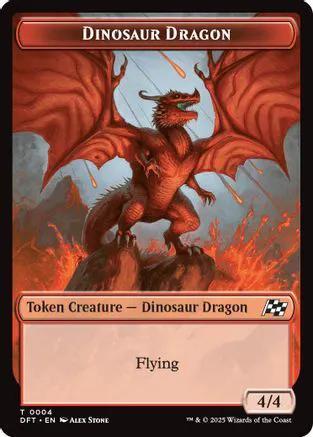 Dinosaur Dragon // Treasure Double-Sided Token (DFT-4 // 11) - Aetherdrift