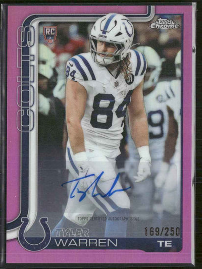 2025 Topps Chrome Rookie AU Pink Refractor Tyler Warren #/250 Auto #RA-TWA