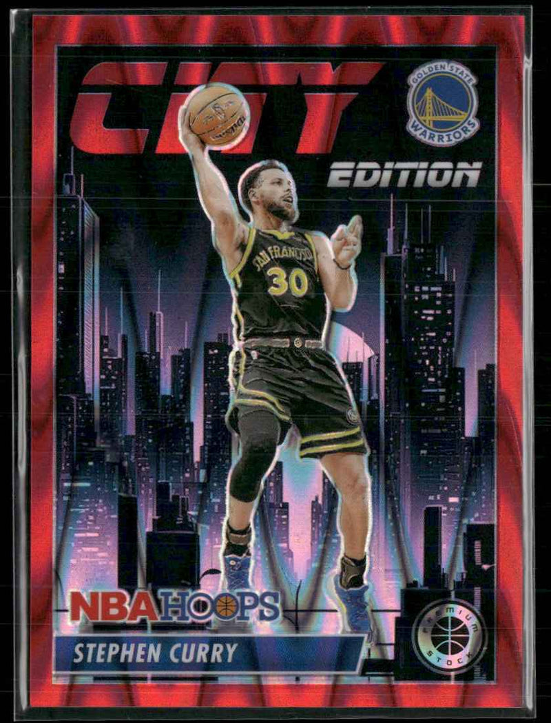 2023-24 Hoops Stock City Edition Red Seismic Prizm Stephen Curry #/199 #30
