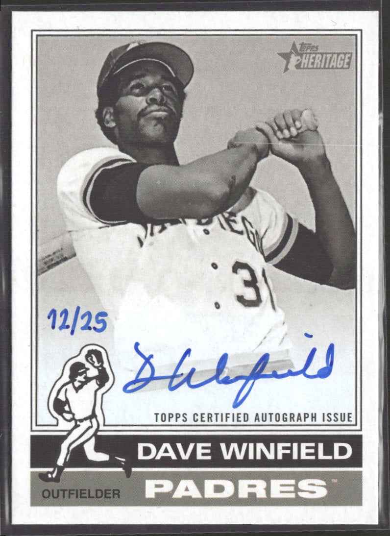 2025 Topps Heritage Black/White Auto /25 Dave Winfield Auto #ROABW-DW