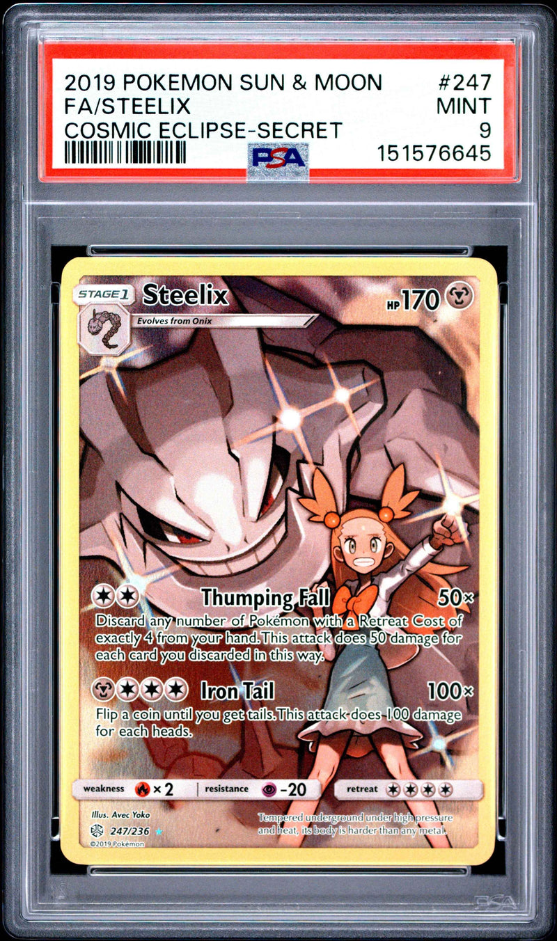 2019 Pokemon Sun & Moon Cosmic Eclipse-Secret Fa/Steelix 9 PSA #247