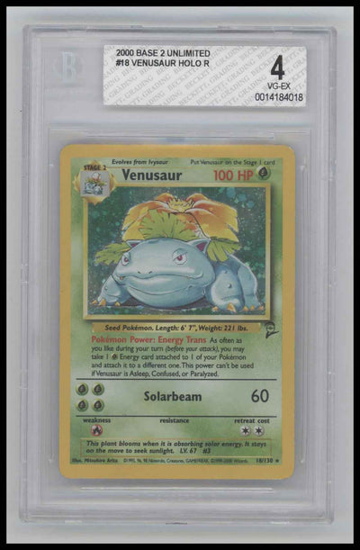 2000 Pokemon Base 2 Unlimited Venusaur HOLO R 4.0 BGS #18