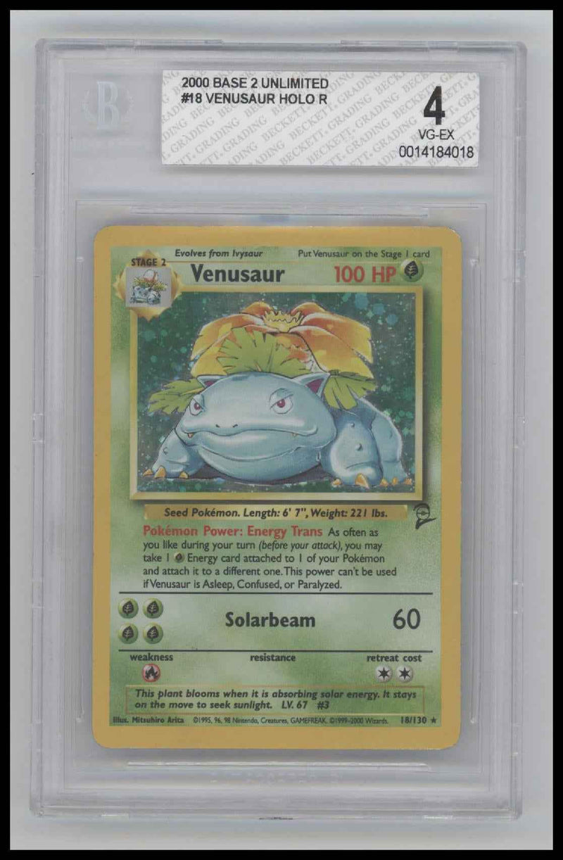 2000 Pokemon Base 2 Unlimited Venusaur HOLO R 4.0 BGS #18